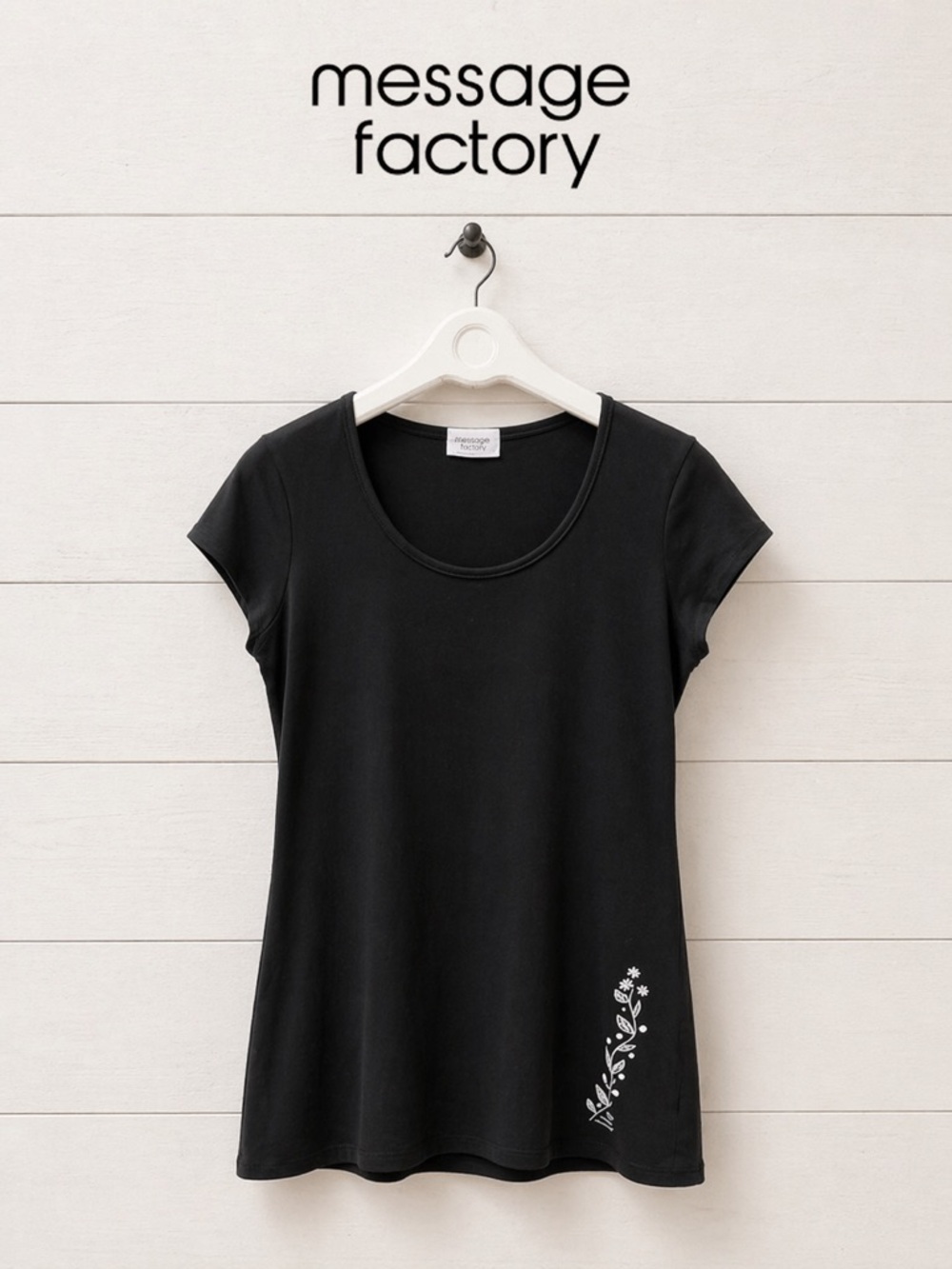 Message Factory – Black Graphic Tunic Tee (Size M)